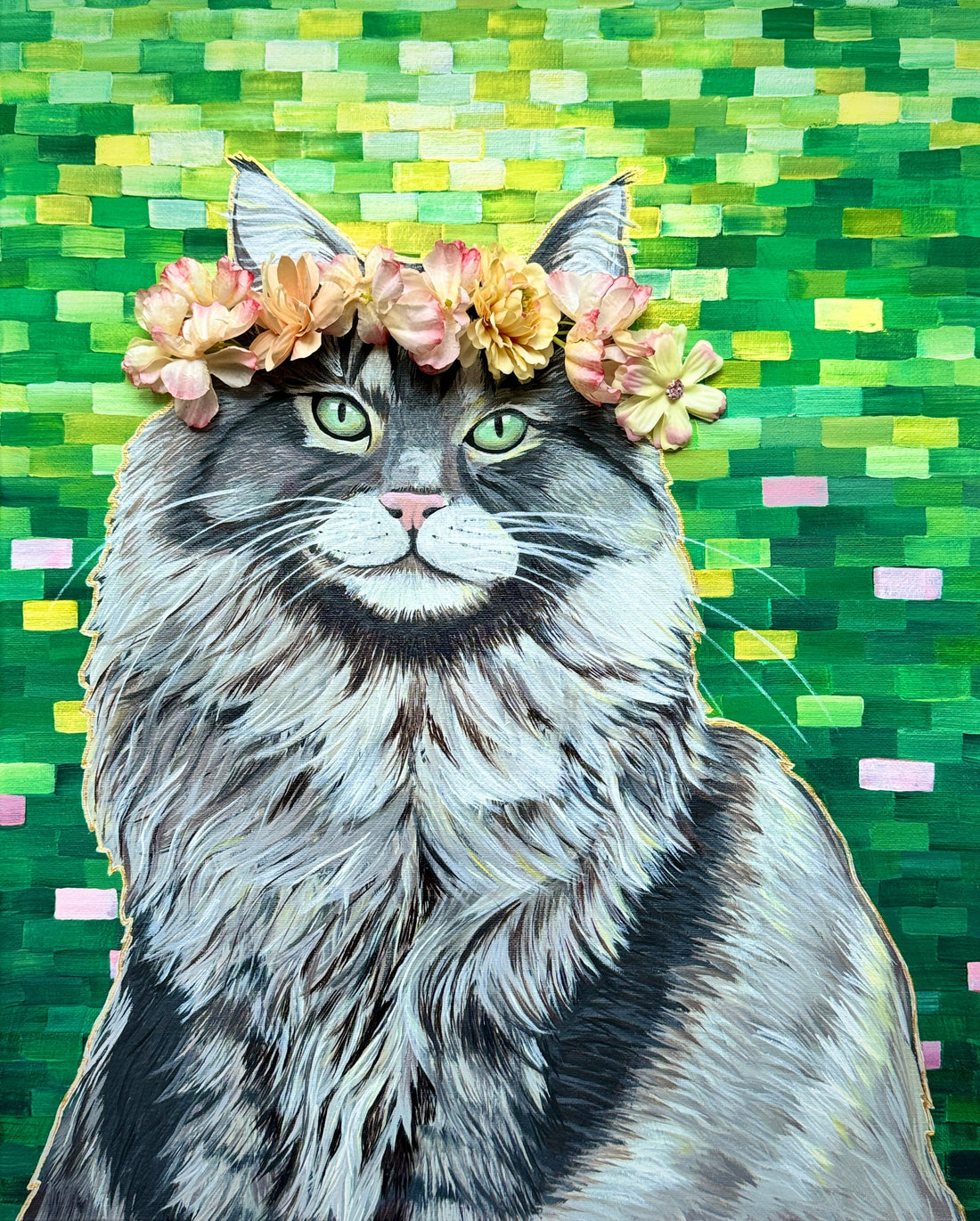 Hand Painted Maine Coon Cat Portrait