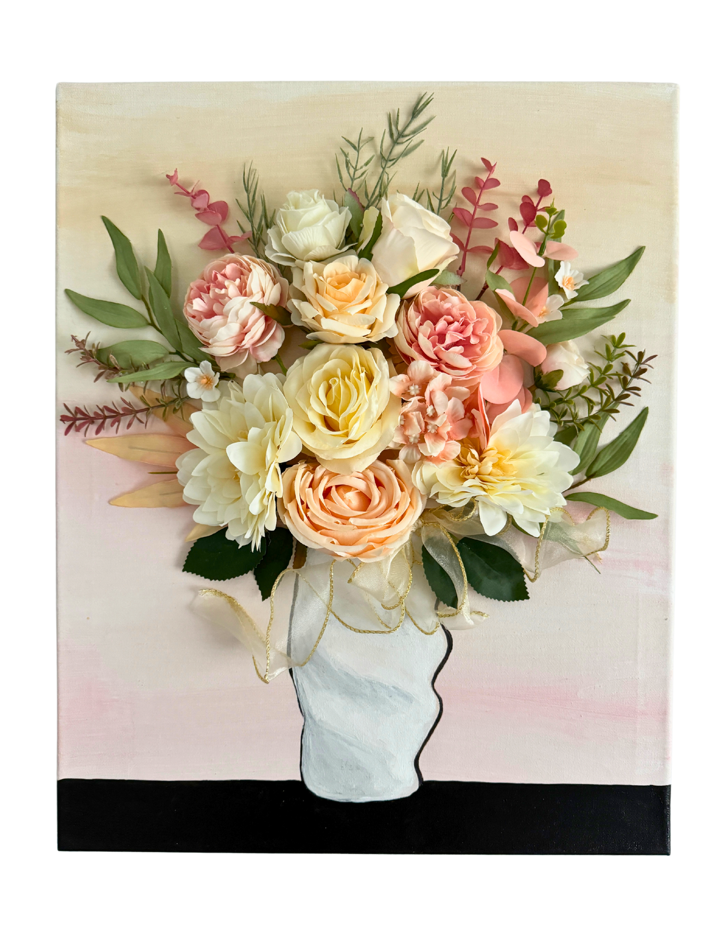 Blissful Blooms Bouquet Art on Canvas 16 x 20 3D Artwork for Your Home or Office